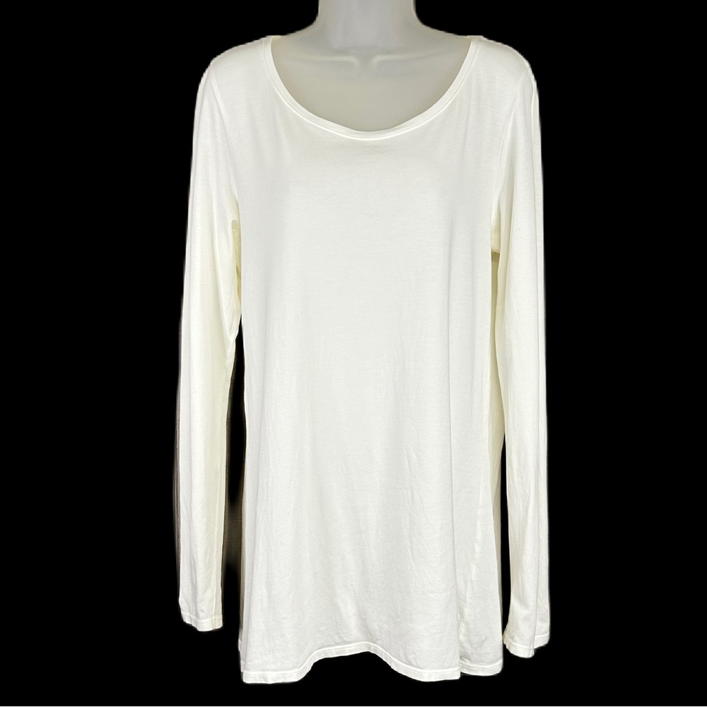 Pure Jill Long Sleeve T Shirt Size S Pima Cotton Stretch Solid White Layers